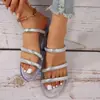 Chanclas de Verano Versátiles de Alta Gama Elegantes con Diamantes Brillantes de Moda Transfronterizas Ligeras 2026 Sandalias de Playa con Suela de Cristal Transparente