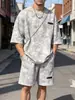 Traje de Verano de Comercio Exterior Transfronterizo para Hombre, Diseño de Nicho Tie-Dye de Cinco Puntos, Moderno y Fresco, Conjunto de Dos Piezas para Hombre de Tallas Grandes