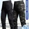 Calça de Trabalho para Exterior, Malha Tática Esportiva, Anti-Rasgo, Bolsos Grandes, Resistente ao Desgaste, Calça de Trabalho Camuflada para Obra