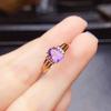 Anillo Popular de Amatista Natural al por Mayor de Fábrica Plata S925 Incrustado Piedra Principal 5*7 Joyería de Lujo Venta Directa de Fábrica