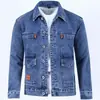 Chaqueta de mezclilla de moda para hombre, estilo primavera y otoño, corte holgado, talla grande, elegante y genial, chaqueta de trabajo casual americana