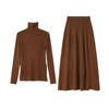 Traje Combinado Estilo Tweed Hepburn Invierno Profundo para Mujer 2024 Nuevo Otoño e Invierno Jersey Pequeño Interior a Juego Falda Conjunto de Dos Piezas