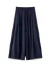Pantalones de Pierna Ancha tipo Linterna Azul Marino para Mujer, Estilo Delgado de Verano para Chicas de Tallas Grandes, de Cintura Alta, Holgados, Adelgazantes, Pantalones Casuales tipo Globo Cortos