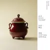 Quemador de Incienso Vintage de Alta Gama Estilo Zen para Uso Doméstico, con Diseño en Cerámica Roja Esmaltada al Horno y Diseño de Hilo Hueco, Adecuado para Uso en Interiores
