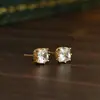 Pendientes Cuadrados de Diamante Rosa Estilo Corte Antiguo para Mujer, Aguja de Plata S925, Circonita Cúbica Brillante de Lujo Ligero, Estilo de Commuter de Gama Alta de Nicho