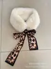 Bufanda de piel de conejo Rex con estampado de leopardo para otoño e invierno, bufanda cálida con cuello de piel grueso, cuello de piel de felpa de piel