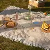 Manta de picnic, tapete impermeable, manta de camping para exteriores, manta blanca, tapete de playa, lona para suelo de tienda, accesorio para fotografía de playa estilo francés