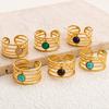 Anillo de Piedra Natural Europeo y Americano Ajustable Retro Personalidad Tendencia Anillo de Acero Inoxidable de Alta Gama para Verano Mujeres