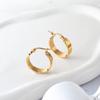Conjunto de Brincos Argola em Aço Titânio Estilo Europeu e Americano Qualidade Transfronteiriça Design de Nicho Zircônia Dourado Pedra Gravada em CNC Anel