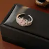 Anel Aberto de Coroa de Estrela Coração de Zircônia Nicho Alto Padrão Anel para Dedo Indicador Elegante Leve Luxo Versátil Joia de Mão Atacado