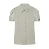 Ropa de Mujer Transfronteriza de Amazon Moda Europea y Americana Adelgazante Mostrando la Delgadez Camisa con Cuello Polo Textura de Satén de Seda Mujer K41796