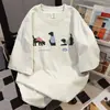 Camiseta Estilo Preguiçoso Estampa Animal Retro Americana Estilo Casal Manga Curta Verão Novo Estilo Ins Versátil Roupa de Trabalho Top
