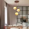 Lámpara Colgante de Restaurante Estilo Vintage Nuevo 2026, Lámpara Colgante de Tres Cabezas Forma de OVNI para Sala de Café, Lámpara de Mesita de Noche para Dormitorio Color Nogal