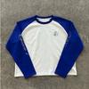 Camiseta Casual Versátil com Mangas Raglan Longas, Bloco de Cores, Estampa de Letras Criativa, Tendência Transfronteiriça Coreana, para Homens e Mulheres