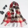 Novo Cachecol Xadrez de Casal Cachecol Pai-Filho Outono e Inverno Novo Xale Xadrez de Caxemira com Emenda de Cores Atacado para Homens e Mulheres