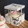 Caixa de Embalagem Transparente para Bolo de Aniversário 4 Quatro 5 Cinco 6 Seis 8 Oito 10 Dez 12 Doze Polegadas Camada Única Camada Dupla Alta Para Assar