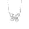 Collar de Mariposa Hueca Incrustado de Diamantes en Plata S925 para Mujer, Sencillo, Moderno, Lujo Ligero, Exquisito, Versátil para el Trabajo y el Uso Diario, Cadena para Clavícula 7545A