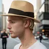 Explosiones transfronterizas sombrero de paja hombres y mujeres sombrero para el sol para exteriores sombrero Panamá sombrero británico plegable venta al por mayor