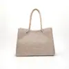 Bolsa de Ombro de Linho Nova Outono 2026 Feminina Grande Capacidade Cor Sólida Personalizada Moda Casual Bolsa Tote Portátil