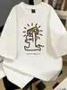 Camiseta de Algodón Puro de Manga Corta Guochao para Hombre, Nuevo Estilo de Verano, Holgada y Versátil, Top Redondo Adelgazante de Media Manga con Estampado de Dibujos Animados