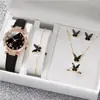 Pulseira Estilo Europeu e Americano Padrão Turquesa Negra Personalizada Corrente Feita à Mão Quadrado Preto Tendência Elegante Conjunto de Acessórios para Relógio de 4 Peças