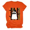 Amazon eBay Loja Independente Moda Casual Divertida Feminina Fantasma Morcego Pentagrama Gola Redonda Manga Curta Camiseta