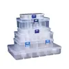 Caja de almacenamiento de escritorio de plástico con rejilla, 10, 15 y 24 botones transparentes, para accesorios de pesca, joyería y cosméticos.