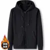 Sudadera con capucha para hombre de color liso con cremallera, chaqueta gruesa casual con capucha forrada de forro polar para otoño e invierno para adolescentes