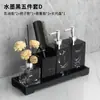 Juego de Lavabo para Baño Taza para Enjuague Bucal Familiar Taza para Cepillo de Dientes Patrón de Mármol para Pareja Suministros de Baño Simples de Lujo Ligero