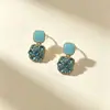 Aretes colgantes de diamantes cuadrados de aceite nueva moda coreana aretes de diamantes retro geométricos simples elegantes venta al por mayor