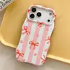 Nuevo Producto de Comercio Exterior: Funda de Teléfono Estilo Coreano con Lazo de Rayas de Colores para iPhone 18, Funda con Película Dos en Uno para Apple 17Pm