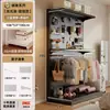 Armario metálico de tablero perforado, perchero de ropa simple de estilo abierto para habitación de niñas, estante, estantería, almacenamiento vertical ampliado