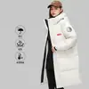 Jaqueta de Penas Média Estilo Montanha para Uso Externo Nova Casal com Capuz Quente Puffer Casaco Gola Alta Espessada Corta-Vento Top