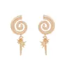 Pendientes de aleación retro europeos con forma de concha en espiral para mujer, estilo vacacional en la playa, pendientes de diseño nicho para mujer
