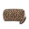 Bolsa de Maquiagem Portátil Estilo Novo com Estampa de Leopardo Transfronteiriça, Necessaire Versátil de Grande Capacidade para Viagem, Bolsa para Armazenamento de Pincéis de Maquiagem