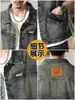 Chaleco de Mezclilla para Hombre de Primavera y Otoño, Estilo Retro Vintage, Talla Grande, Chaleco sin Mangas, Ropa de Trabajo con Bolsillos Grandes, Chaqueta