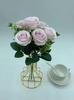 Boda 6 Cabezas Rosa Flor Artificial Estilo Nórdico Adorno Flor Falsa Decoración de Fondo para Hogar Hotel Boda Flor Falsa DIY