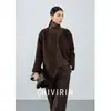 Abrigo de Lana de Lujo de Gama Alta con Cuello Redondo y Manga Larga para Mujer, Nuevo Estilo Otoño e Invierno 2026, Top de Moda y Versátil para Figuras Pequeñas