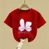 2026 Nueva Camiseta de Verano de Algodón Puro para Niños Mayores, Top de Manga Corta Estilo Verano, Camiseta Delgada de Manga Corta para Niñas Ropa de Verano