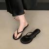 Elegantes Sandalias de Tanga Estilo Francés para Mujer, Nuevo Modelo Verano 2025, Sandalias de Tacón Fino con Punta Abierta, Chanclas de Playa