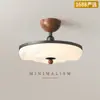 [Estrictamente Seleccionado] Lámpara de Techo Casual Estilo Crema de Segunda Mano Candelabro con Veta de Madera de Nogal Lámpara Retro Americana de Espectro Completo para Protección Ocular