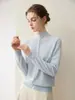 Estilo simples, gola alta, cardigã 100% cashmere puro, suéter de tricô de abotoamento simples feminino, suave e versátil, suéter de inverno moderno