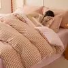 Funda de edredón para bebé de terciopelo de leche 100% algodón, un lado de algodón, un lado de terciopelo, funda de edredón individual, juego de tres piezas cálido de forro polar para dormitorio individual