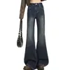26 Jeans Acampanados Bordados Elásticos para Mujer, Corte Holgado, No Ajustados, Pantalones de Campana Retro, Adelgazantes, Pantalones Largos Versátiles, Dropshipping Disponible