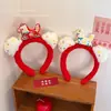 Diadema de Peluche Roja Festiva con Cabeza de Pony para Mujer, Decoración de Año Nuevo, Accesorio Versátil para el Cabello de Uso Diario
