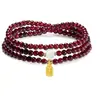 Pulsera de Granate Natural con Tres Círculos, Pulsera de Cristal Rojo Vino de Alta Calidad y Jade Hetian, Estilo Caliente de Transmisión en Vivo