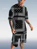 Aliexpress Europeo y Americano Tendencia Masculina Casual Estilo Playa Camiseta con Estampado 3D Texturizado Traje de Shorts Venta al por Mayor Personalización