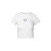 Yechuan # Camiseta Básica de Manga Curta Estilo Americano para Mulheres, Novo Estilo de Verão, Ajustada ao Corpo, Top Interno Doce e Fresco para Meninas Quentes.