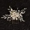 Tocados de Novia Transfronterizos Europeos y Americanos, Peine para el Cabello de Flor de Perla Tejido a Mano, Estilismo para Dama de Honor en Estudio de Bodas, Venta al por Mayor por Fabricante