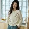 Cárdigan Suéter de Lana Bordado Floral para Mujer 2026 Otoño/Invierno Nuevo Estilo Abrigo Top de Punto Holgado Bordado Tridimensional